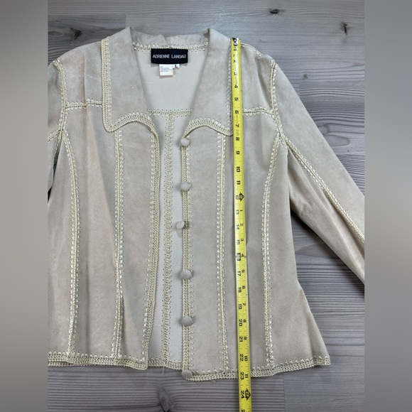 Adrienne Landau 100% Suede Paneled Jacket with Crochet Trim Detail Size L - Picture 7 of 10